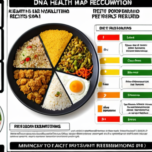 Home 15 **
"DNA health map, showing personalized diet recommendations based on genetic test results, with a focus on Pakistani cuisine and healthy eating."
**