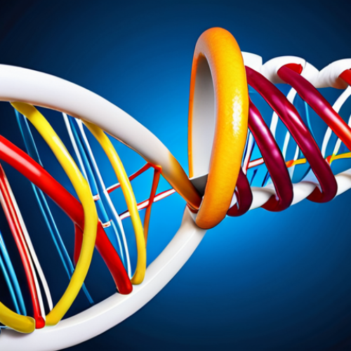Home 7 **DNA Strand Unlocking a Healthy Lifestyle**: A visually striking image depicting a double helix DNA strand with sections highlighted, symbolizing genetic testing revealing personalized health insights (diet, exercise). Emphasis on vibrant colors and a sense of discovery.